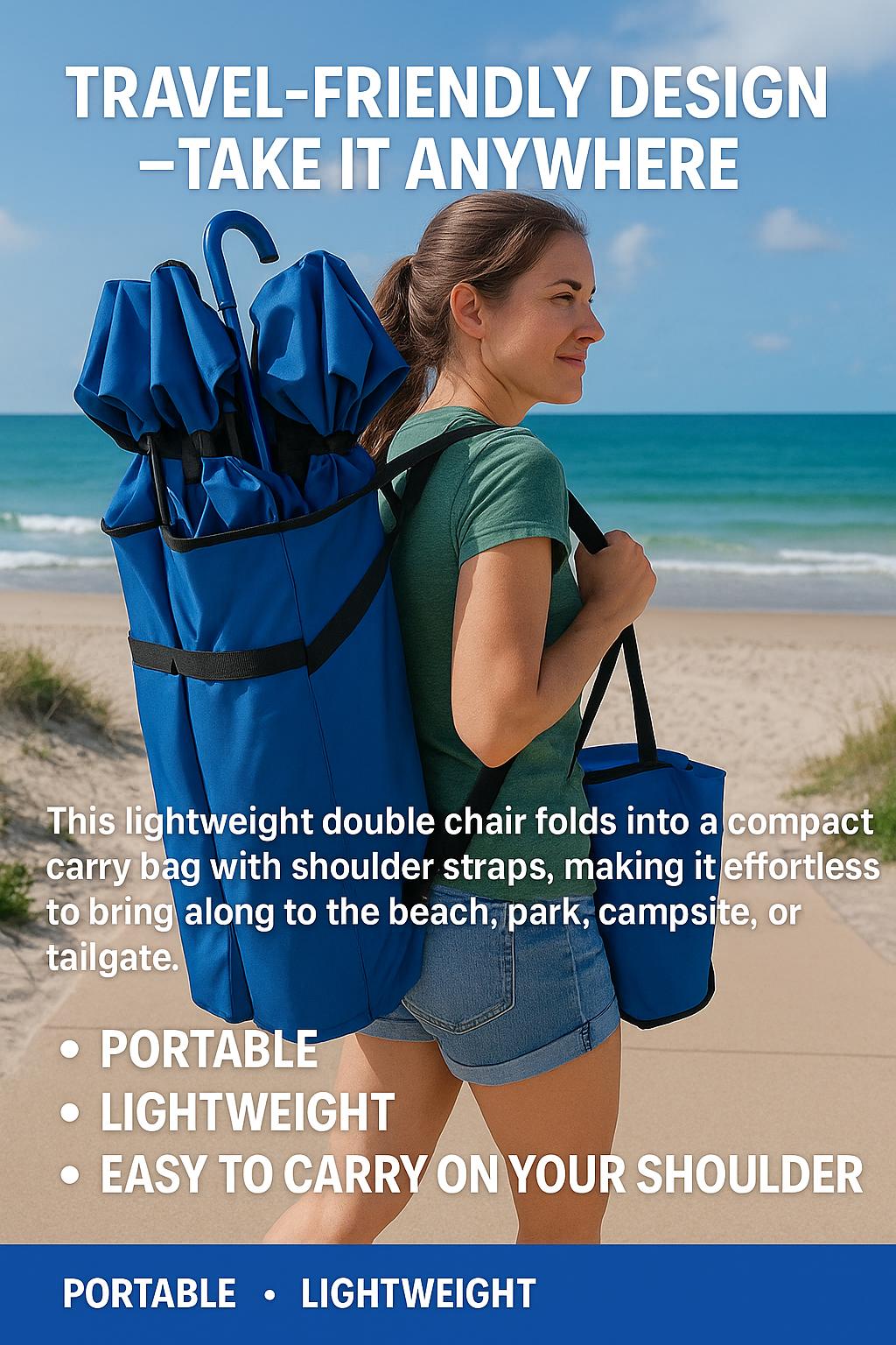 All-in-One Double Camping Chair Set with Umbrella