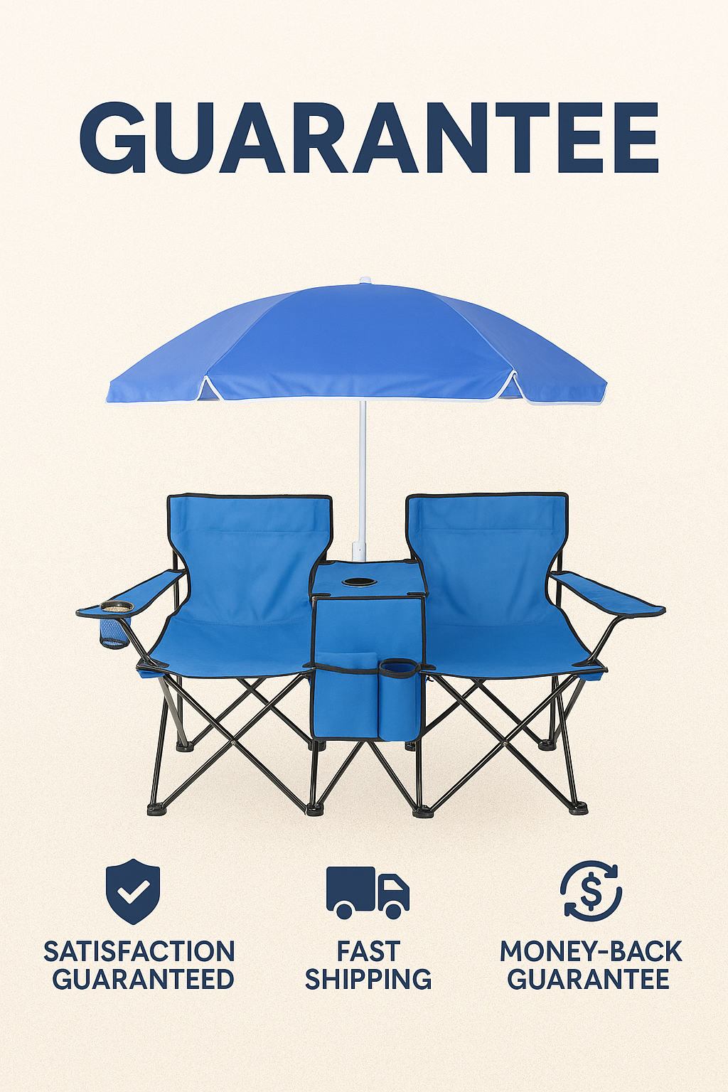 All-in-One Double Camping Chair Set with Umbrella