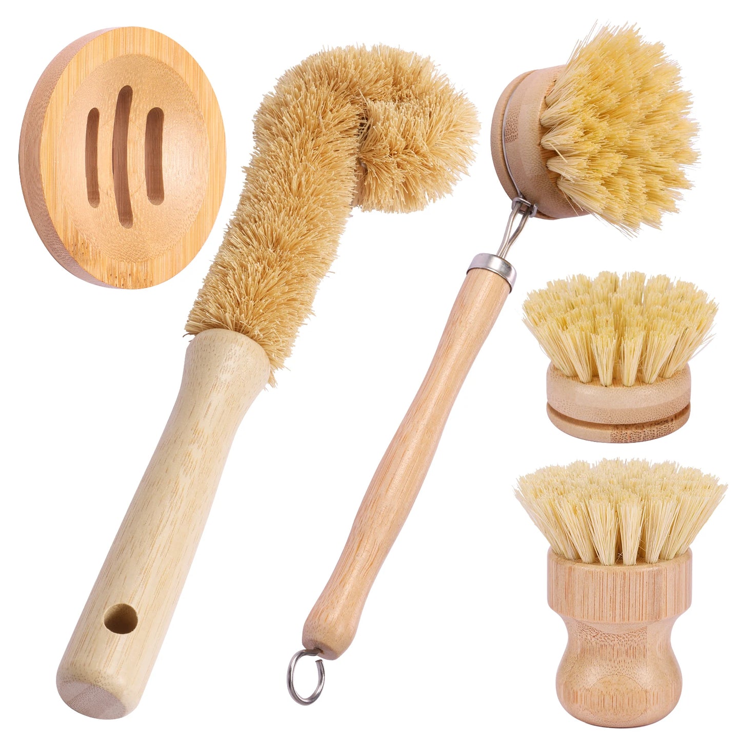 5Pcs Bamboo Dish Brush Set
