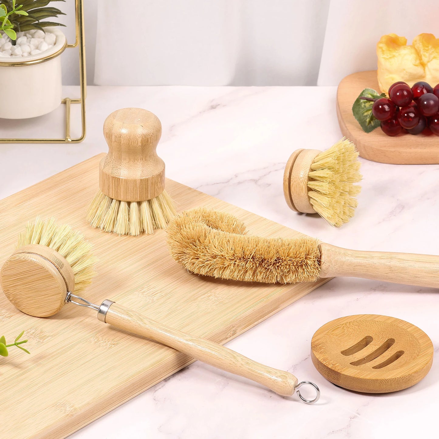 5Pcs Bamboo Dish Brush Set