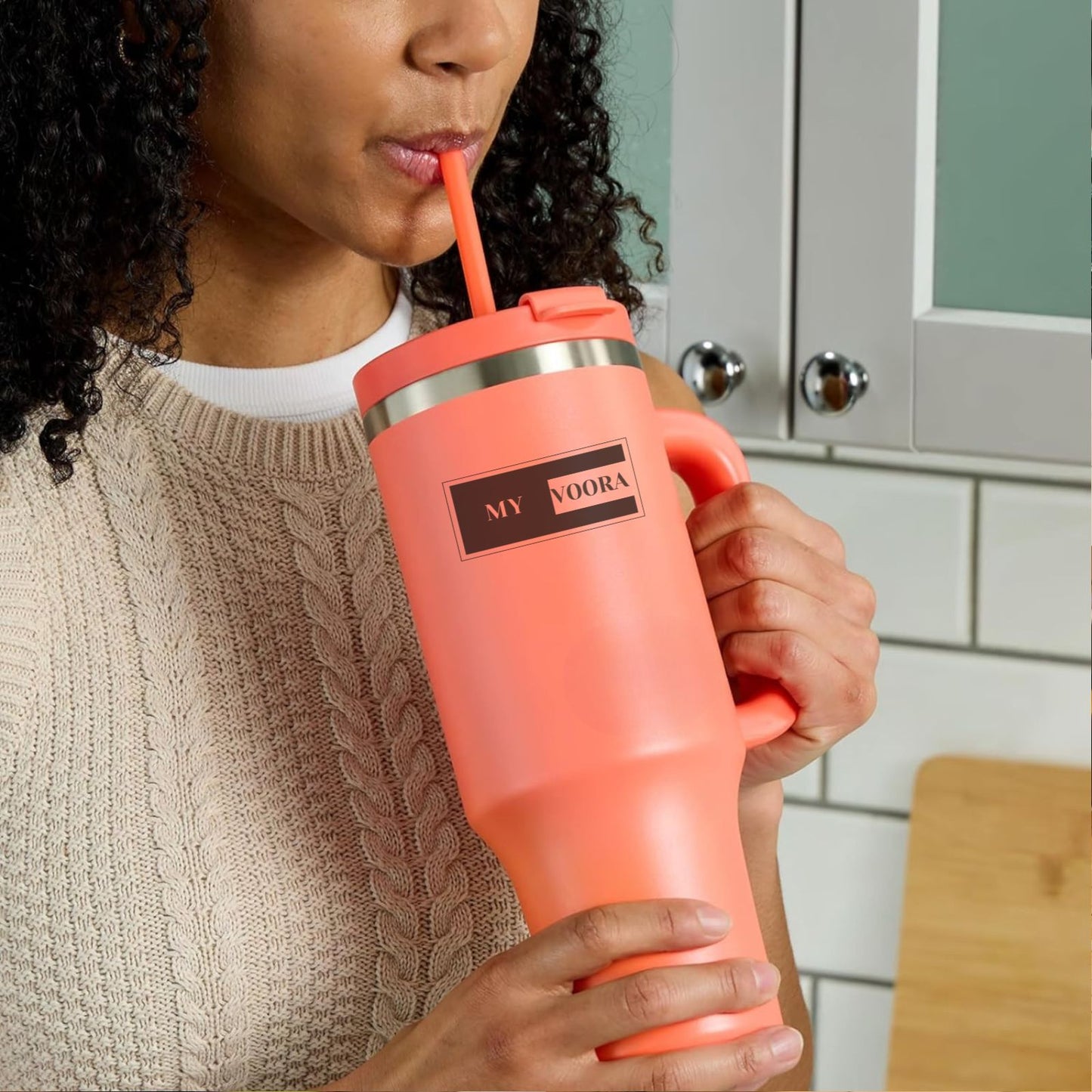 Steel Mug with Straw