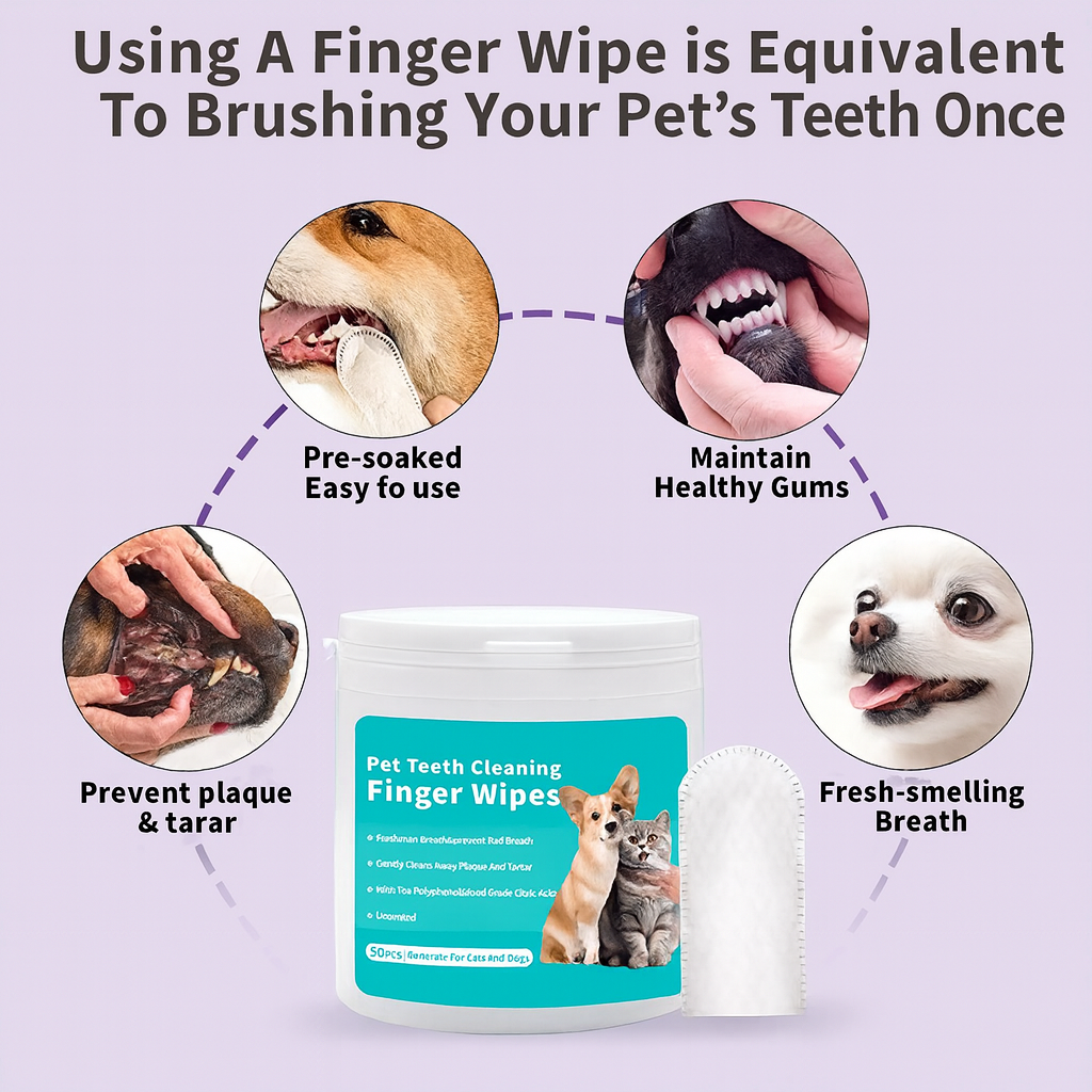 Pet teeth cleaning finger wipes