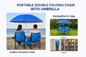 All-in-One Double Camping Chair Set with Umbrella
