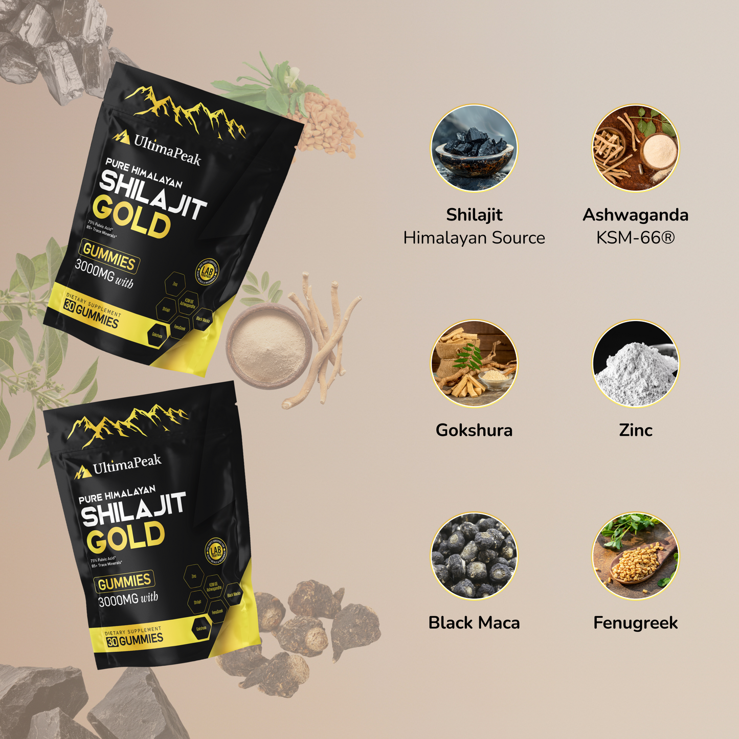 Premium Pure Shilajit Gummies  - Now 6 in 1 Supports