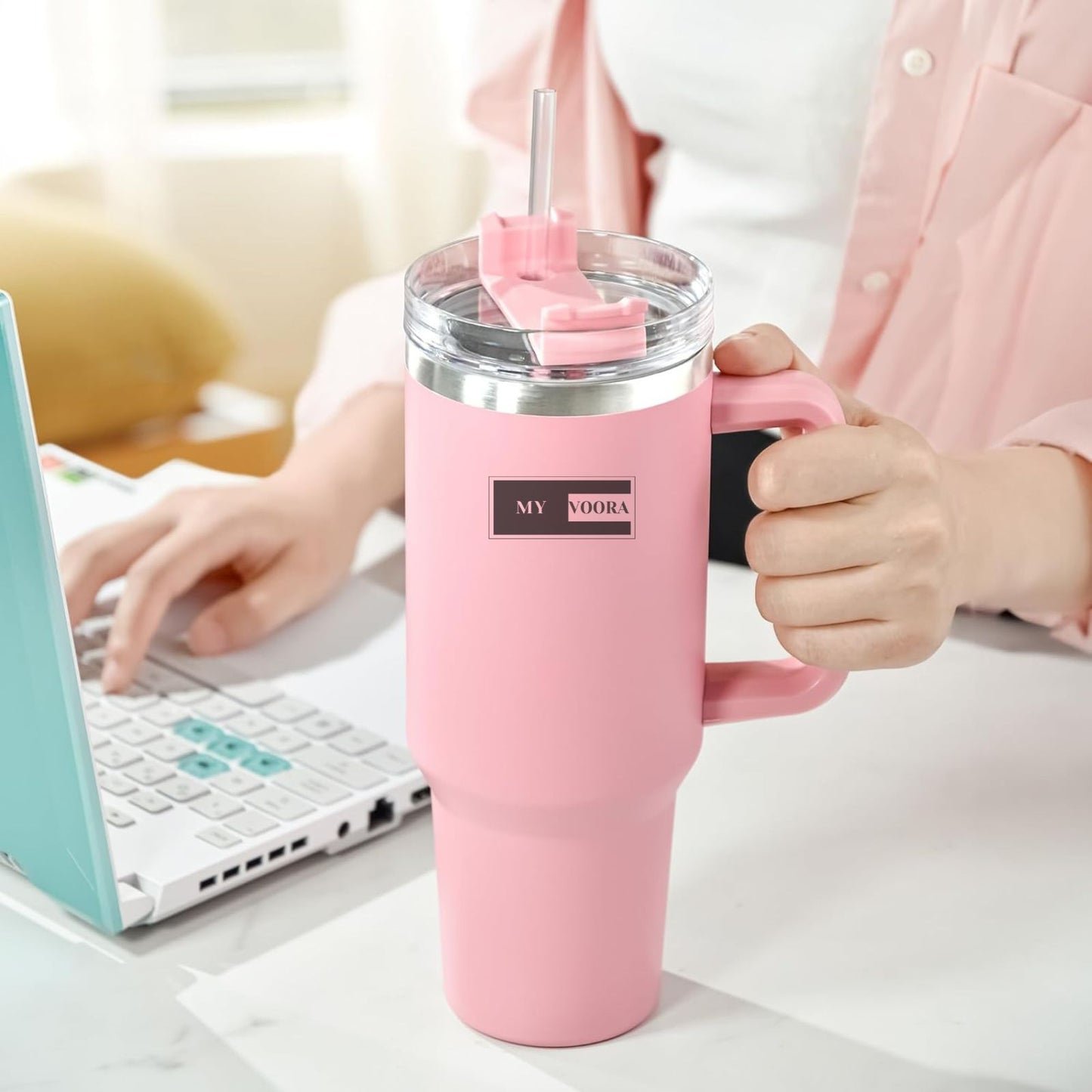 Steel Mug with Straw